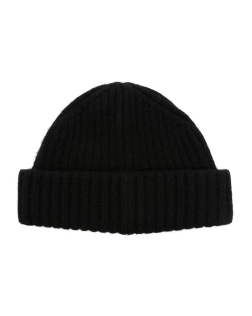 Totême Black Cashmere Ribbed-Knit Beanie