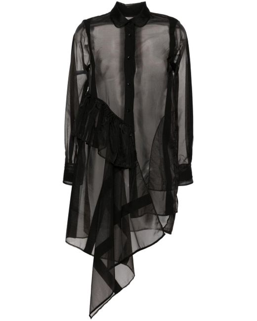 Uma Wang Black Asymmetrische Bluse mit Streifen