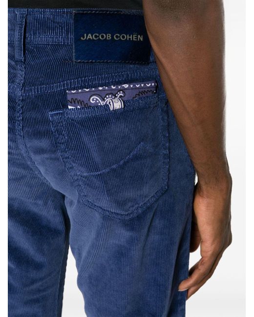 Jacob Cohen Straight-leg Corduroy Trousers in Blue for Men | Lyst
