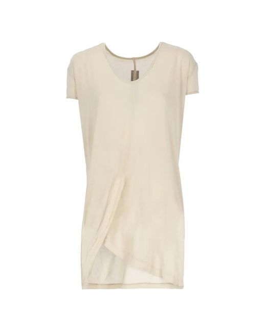 Rick Owens White Temple Hiked T V-Neck T-Shirt