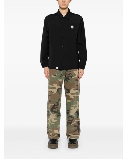 Aape By A Bathing Ape Black Logo-Patch Long-Sleeved Jacket for men