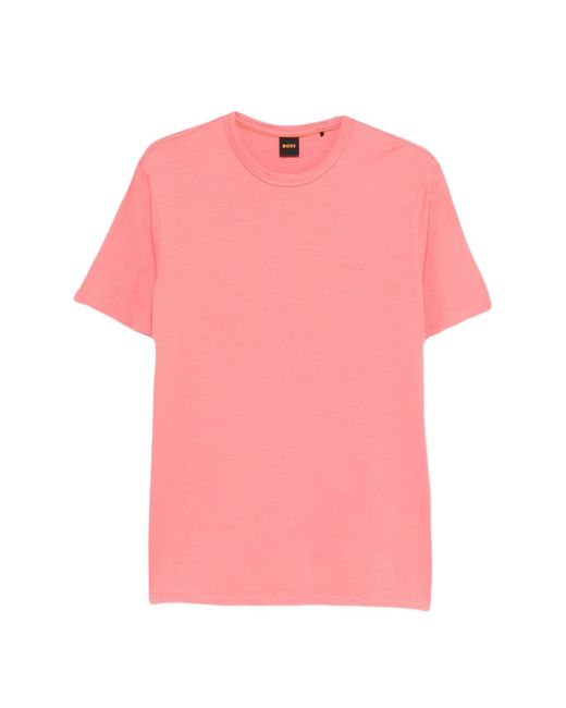 Boss Pink Logo-Detail T-Shirt for men
