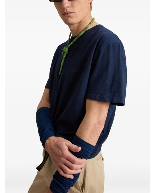 Woolrich Blue Slub-Texture T-Shirt for men