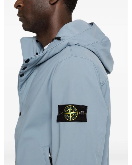 Chaqueta Con Capucha Y Parche Del Logo Stone Island de hombre de color Blue