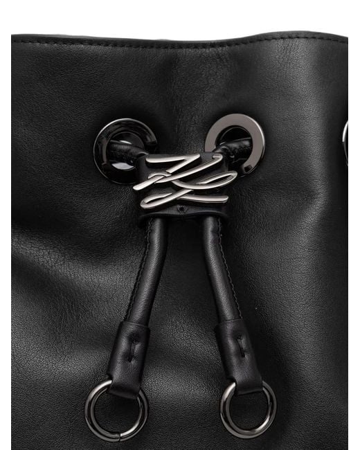 Karl Lagerfeld Black Logo-Plaque Drawstring-Fastening Tote Bag
