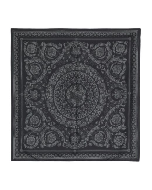 Versace Black Barocco Print Silk Twill Scarf