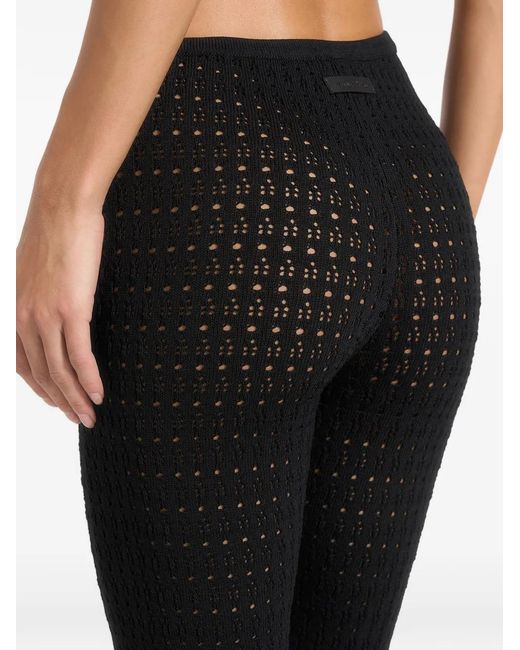 Manière De Voir Black Piper Pointelle Asymmetric Capri Leggings