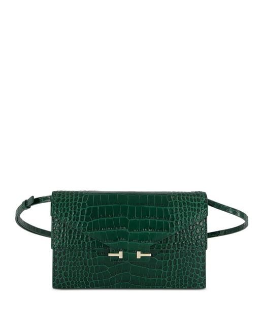 Tom Ford Green Crocodile-Effect Shoulder Bag