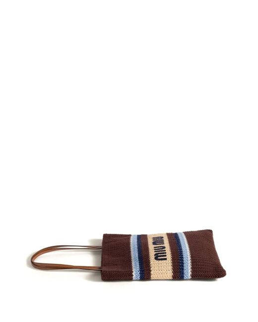 Miu Miu Brown Rafia Effect Tote Bag