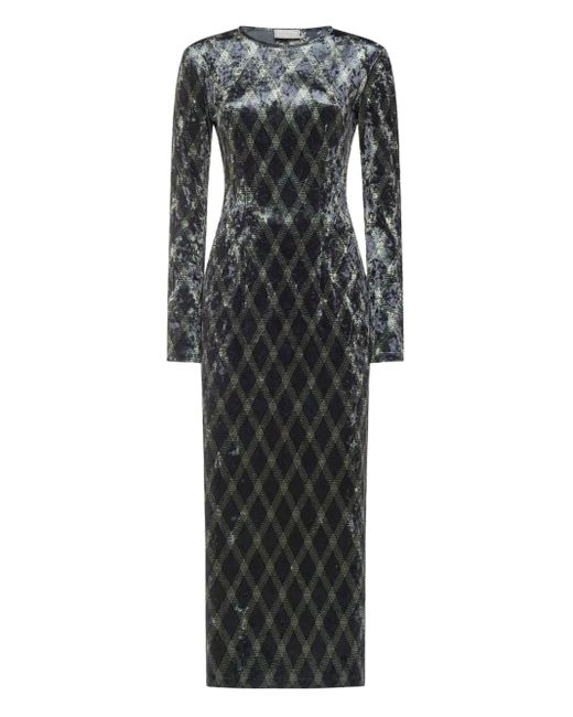 Pierre Louis Mascia Black Diamond-Pattern Maxi Dress