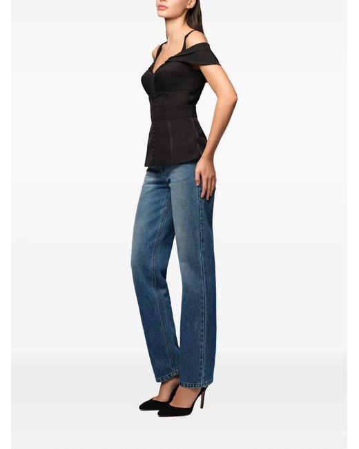 Murmur Black Candy Shoulder Straps Buttoned Top