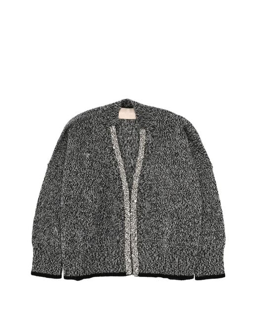Circus Hotel Gray Sequin Trim Cardigan