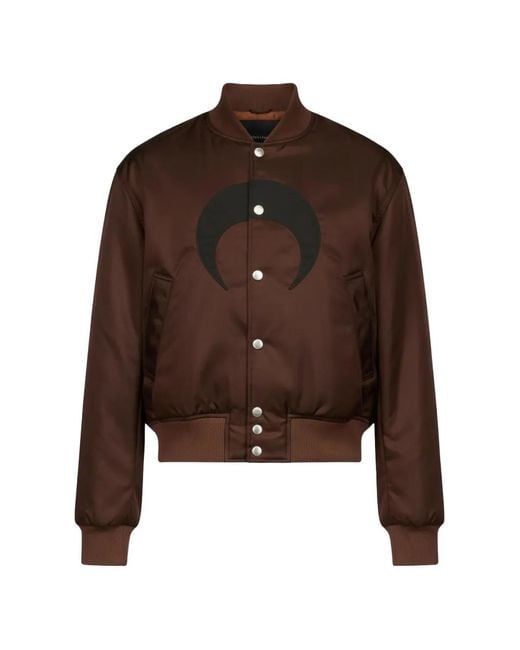 MARINE SERRE Brown Moon-Print Buttoned Bomber Jacket