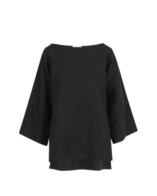 The Row Black Flared Sleeve Blouse