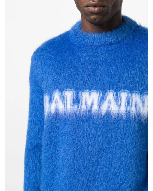 Balmain Pullover Mit Gebürstetem Finish in Blue für Herren
