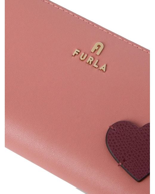 Furla Pink Large Camelia Heart-Patch Wallet