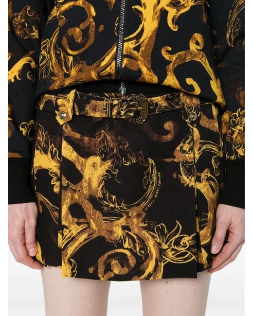 Versace Jeans Couture Black Watercolor Couture-Print Mini Skirt