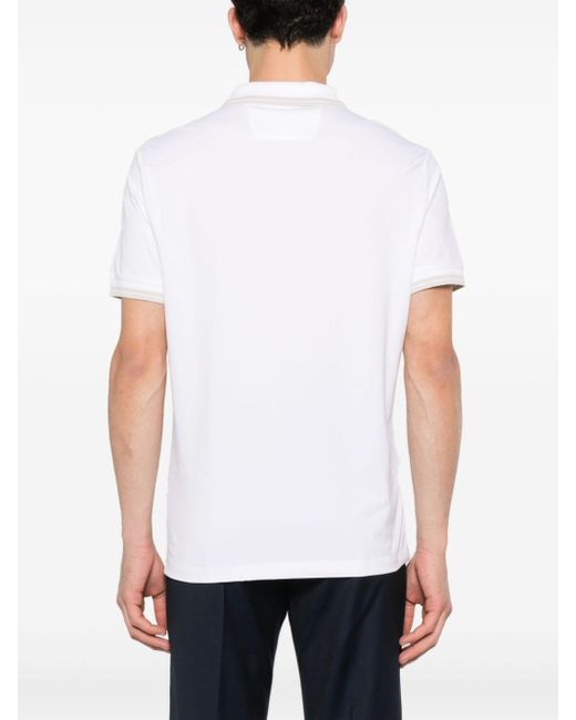 Boggi White Contrasting-panel Polo Shirt for men