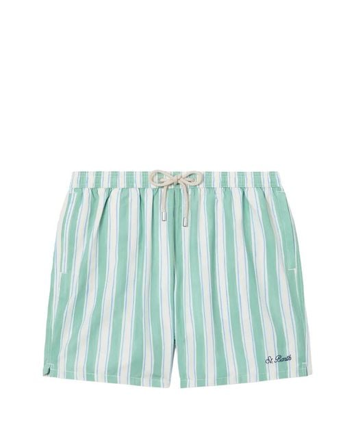 Mc2 Saint Barth Green Syros Striped Drawstring Swim Shorts for men