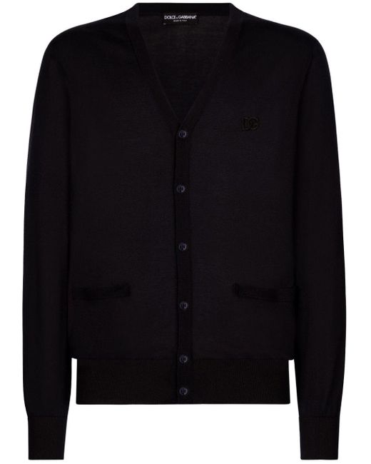Dolce & Gabbana Zijden Vest Met Geborduurd Logo in het Black voor heren