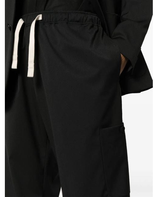 Palm Angels Black Drawstring-Waist Wide-Leg Trousers for men
