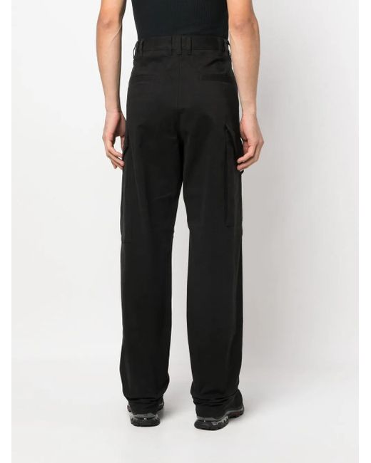 Moncler Black Logo-Patch Straight-Leg Trousers for men
