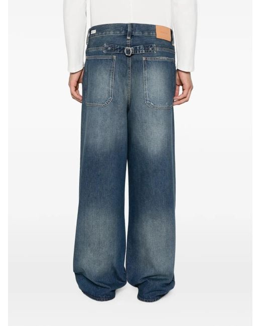 sunflower Blue Distressed-Effect Wide-Leg Jeans for men