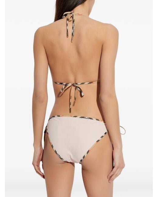 Burberry Geruite Bikinitop in het Natural