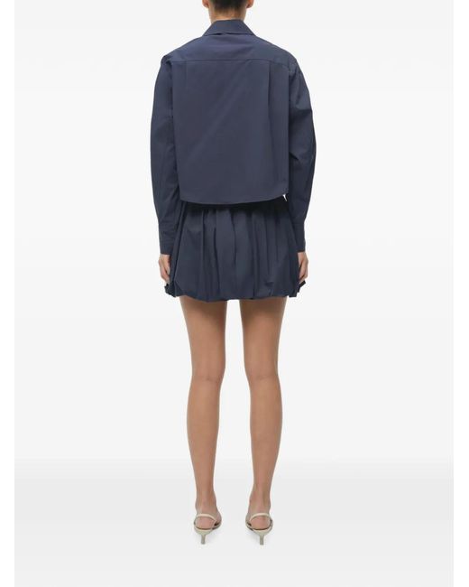 Jonathan Simkhai Blue Renata Cropped Shirt
