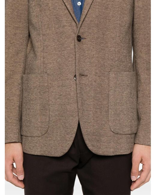 Dondup Brown Herringbone-Pattern Blazer for men