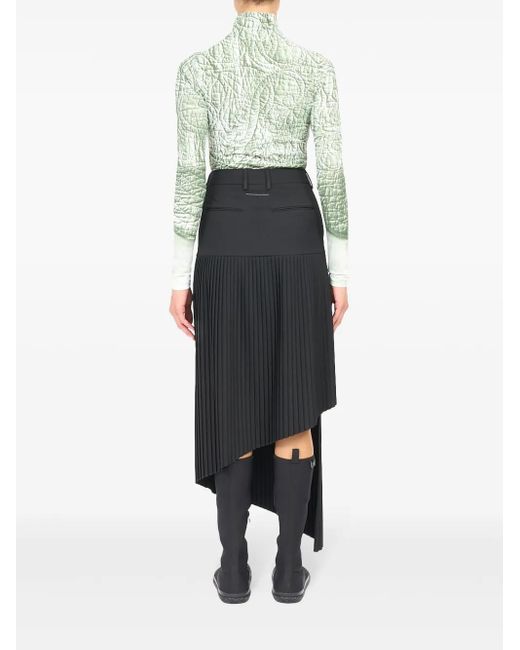 MM6 by Maison Martin Margiela Black Asymmetric Fluid Gabardine Maxi Skirt