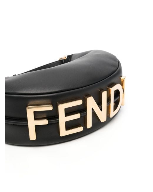 Fendi Black Graphy Leather Shoulder Bag