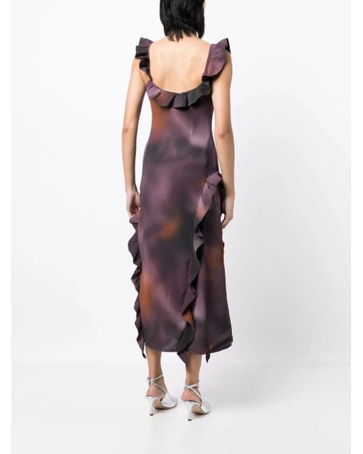 Abito Midi Con Stampa Astratta di ROKH in Purple