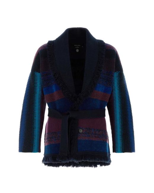 Giorgio Armani Blue Cashmere-Blend Belted Cardigan for men