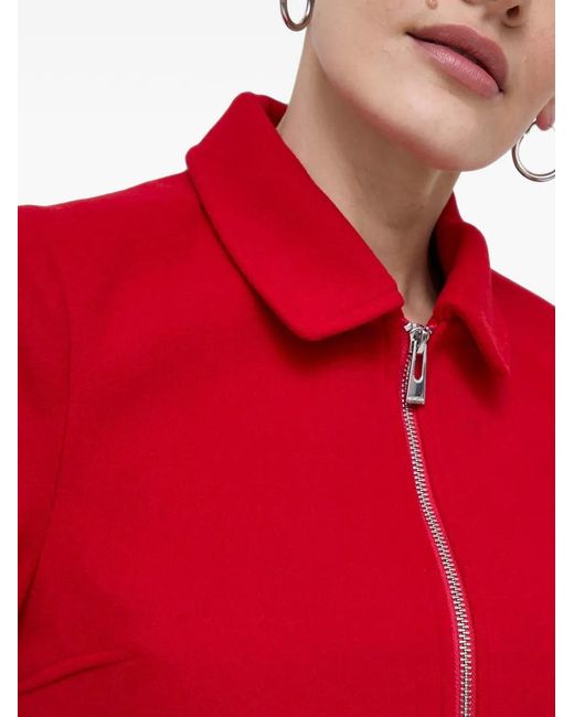 Morgan Red Zip-Up Cropped Jacket