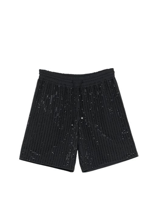 VENUJA Black Drawstring Crystal-Embellished Shorts