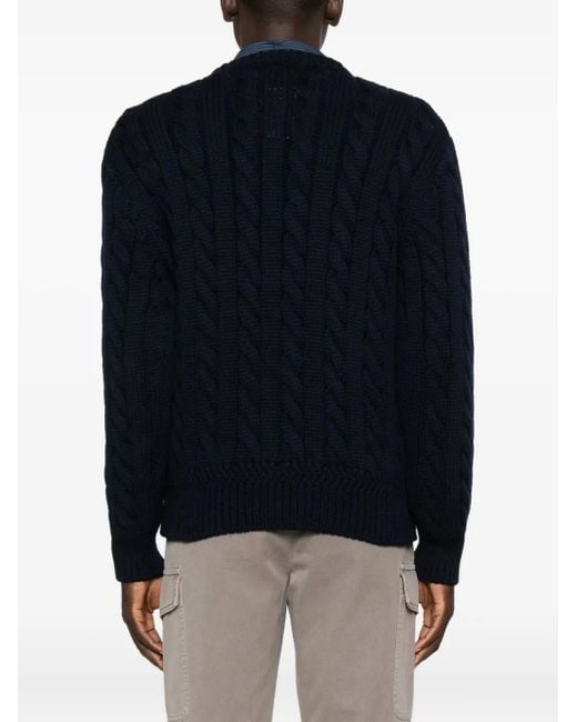 Bally Blue Cable Knit Sweater for men
