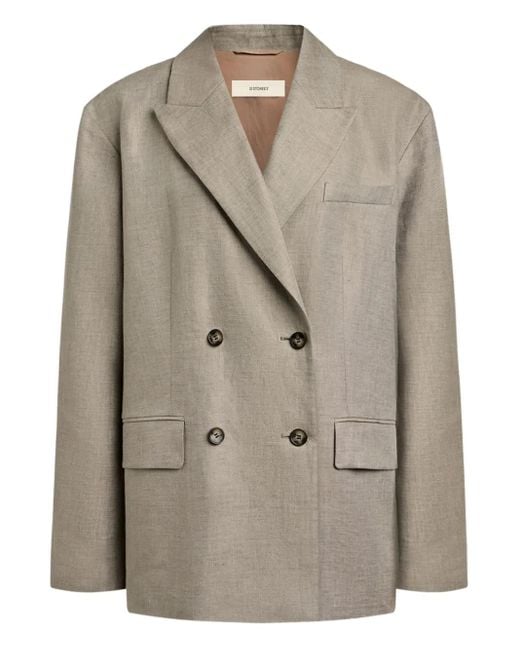 Blazer de lino con doble botonadura 12 STOREEZ de color Natural