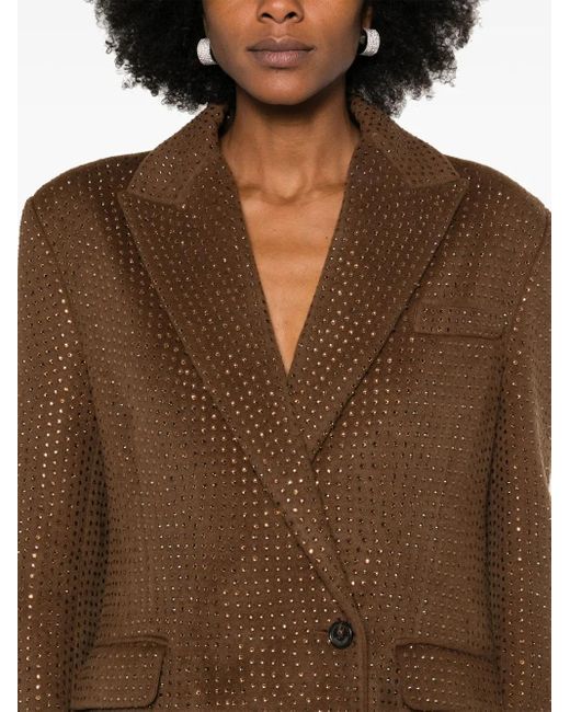 Abrigo con apliques de strass y cinturón GIUSEPPE DI MORABITO de color Brown