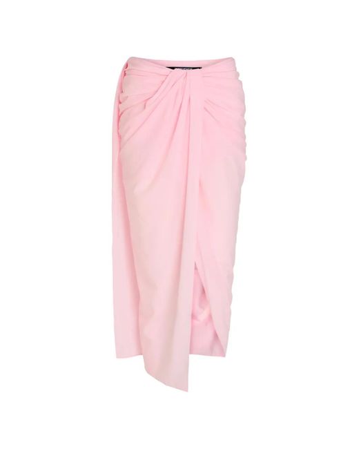Jacquemus Pink The Paréo Draped Wrap-Style Midi Skirt
