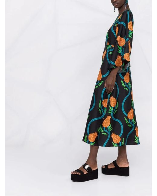 LaDoubleJ Green Sorella Silk-Twill Midi Dress