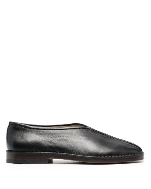 Lemaire Gray Square-toe Leather Loafers