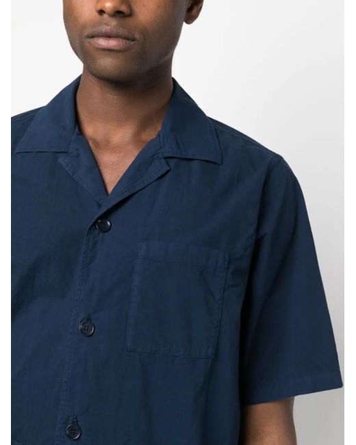 Aspesi Blue Short-Sleeve Cotton Shirt for men
