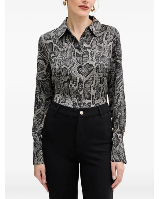 Guess Gray Snake-Print Button Shirt