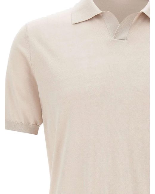 Kangra White Ribbed V-Neck T-Shirt for men
