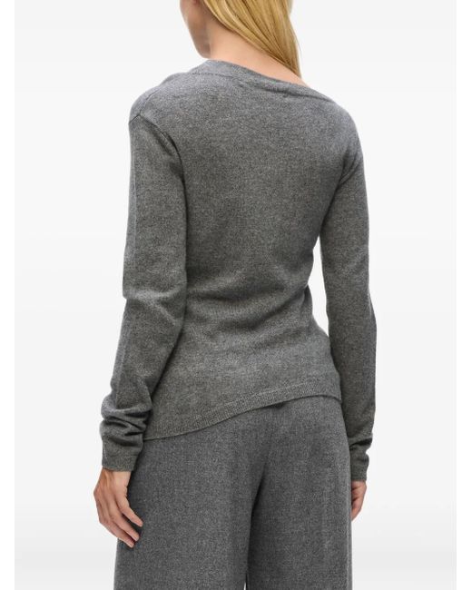 Karl Lagerfeld Gray Asymmetric Logo Cashmere Sweater