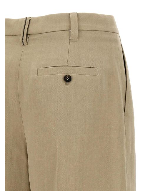 Brunello Cucinelli Natural Belt-Loop Pleat Shorts