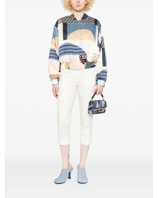 Fendi Blue Reversible Cropped Bomber Jacket