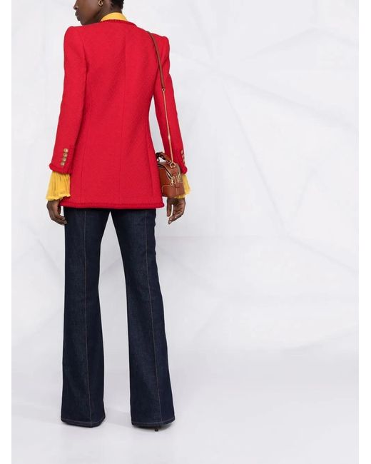 Saint Laurent Red Button-Fastening Single-Breasted Coat
