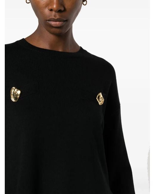 Moschino Black Asymmetric-Hem Virgin Wool Jumper